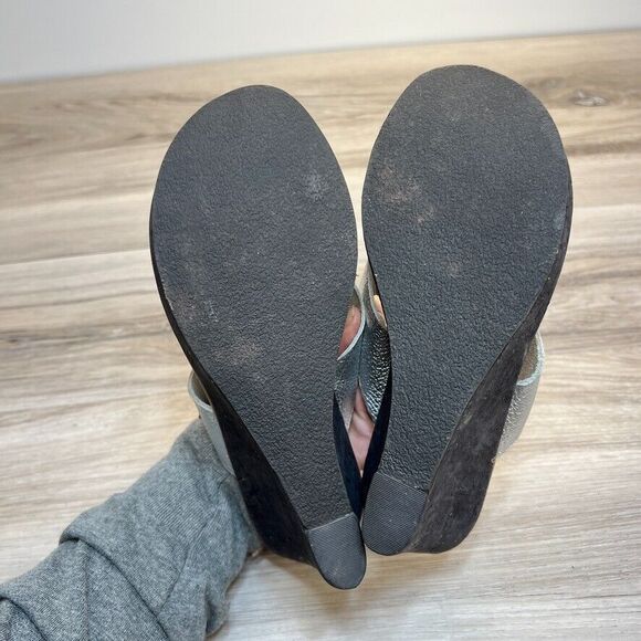 Kork Ease Geena Size 5 Silver Womens Wedge Sandals Cork Slip On Shoes - Picture 7 of 12